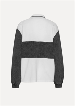 Pique longsleeve polo bluse Bright White ROTATE SUNDAY